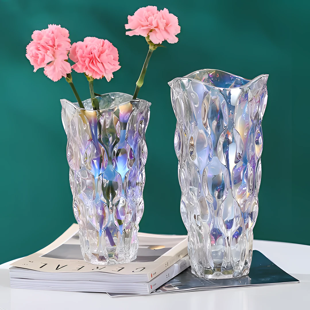 ins波西米亚水晶玻璃花瓶大号透明摆件客厅水养插花玫瑰装饰