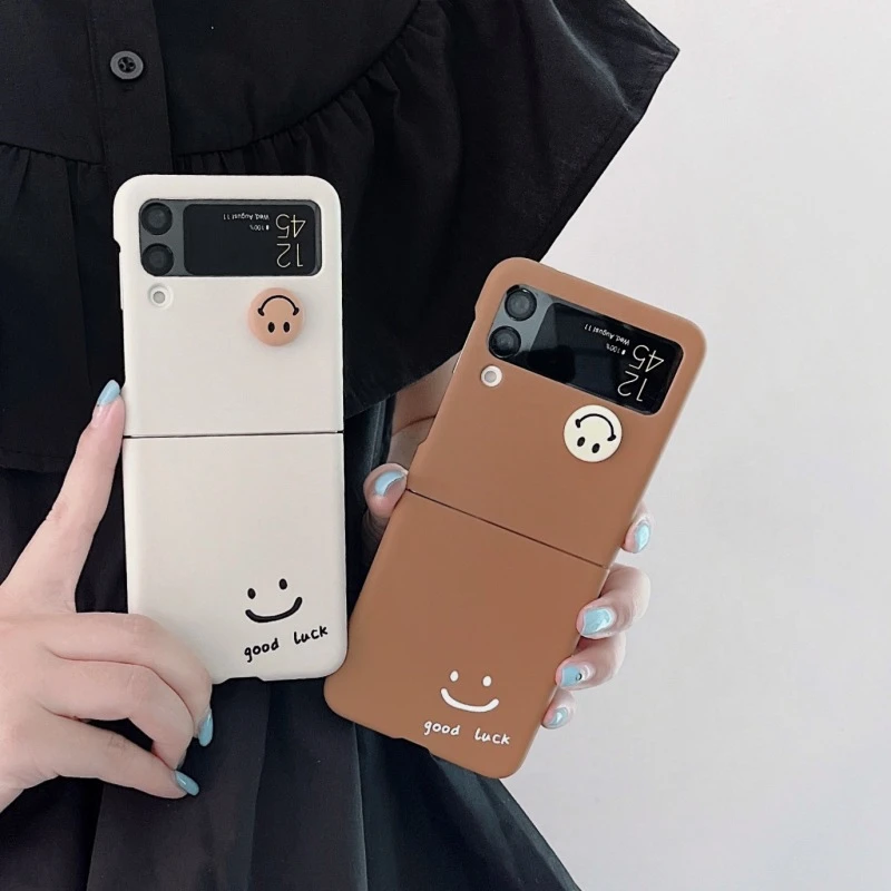 三星zflip4手机壳折叠立体笑脸硬个性zflip3保护壳w23flip手机壳