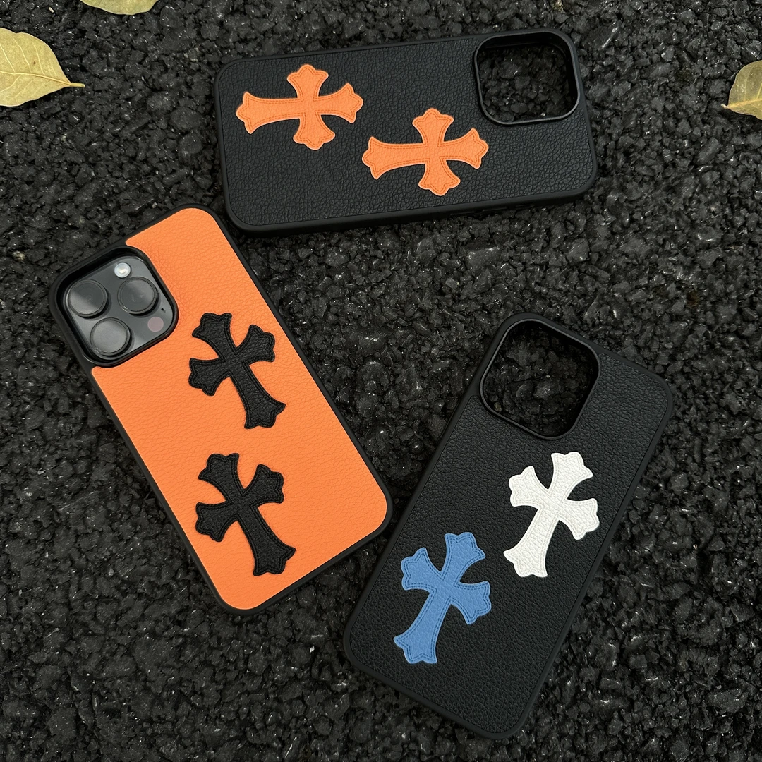 新款荔枝纹十字架情侣适用苹果1716iphone14promax13情侣手机壳12