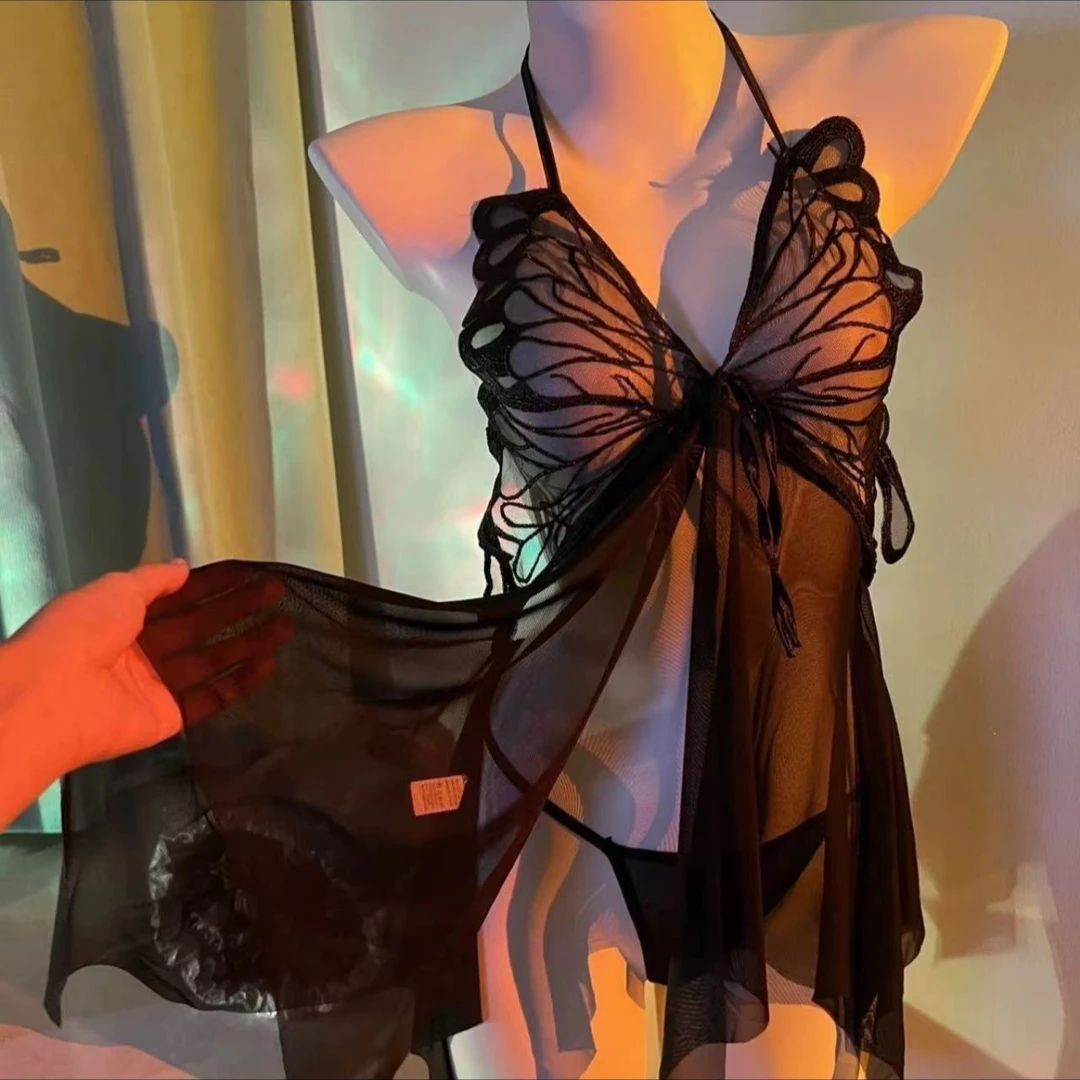 qqny战袍女大学生睡衣[日落sunset]限定无胸垫爆款蝴蝶款网红显瘦