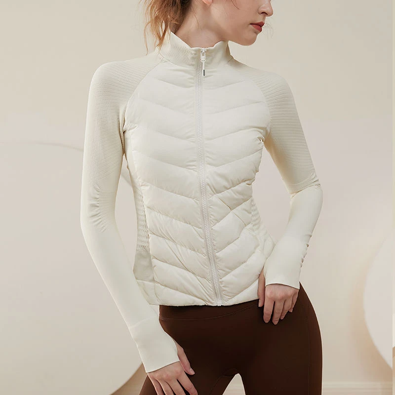 轻薄运动打底羽绒服女防风秋冬季保暖外套跑步瑜伽服健身上衣