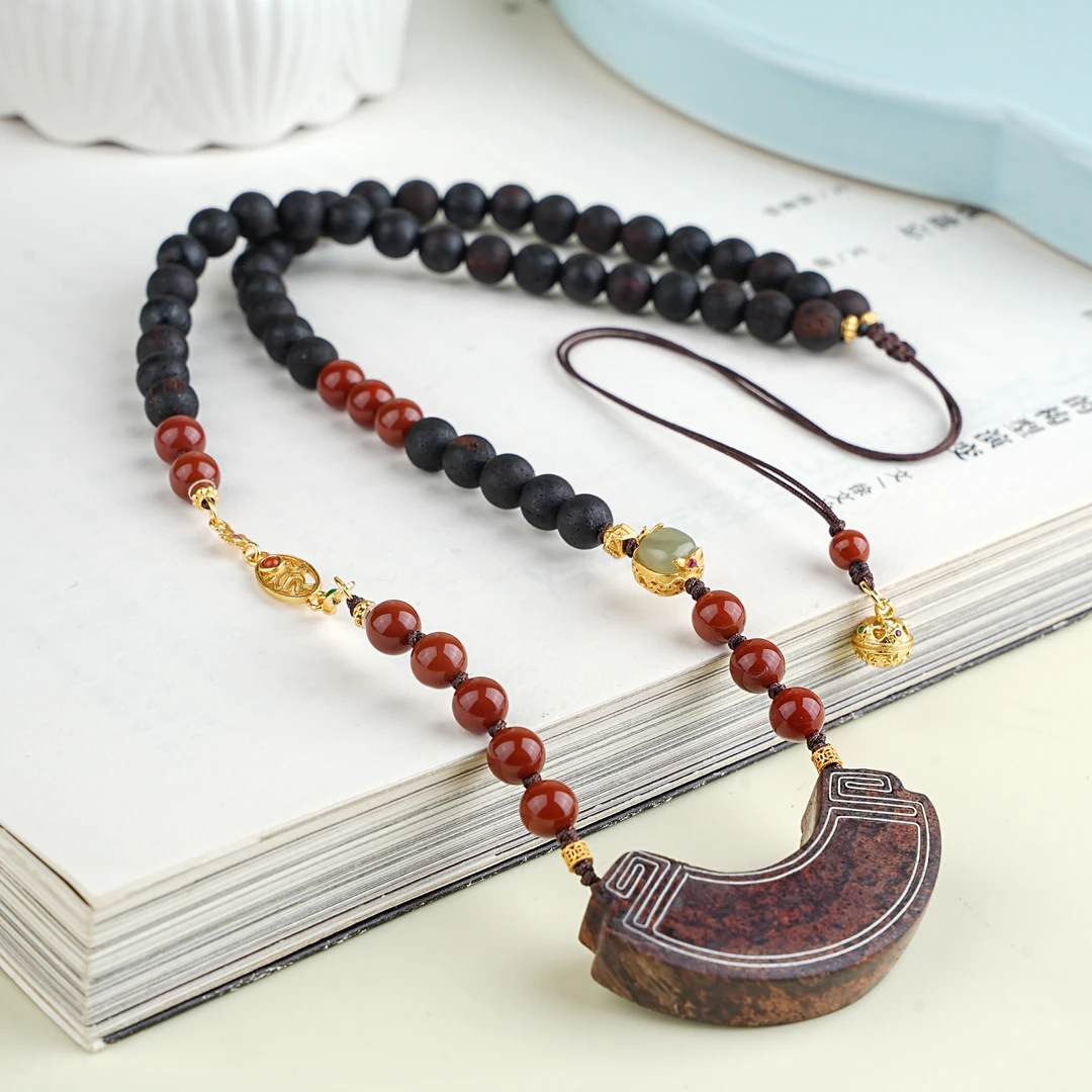 《海底星空》海南奇楠降真香国风0.6女士玛瑙diy国潮百搭项链吊坠