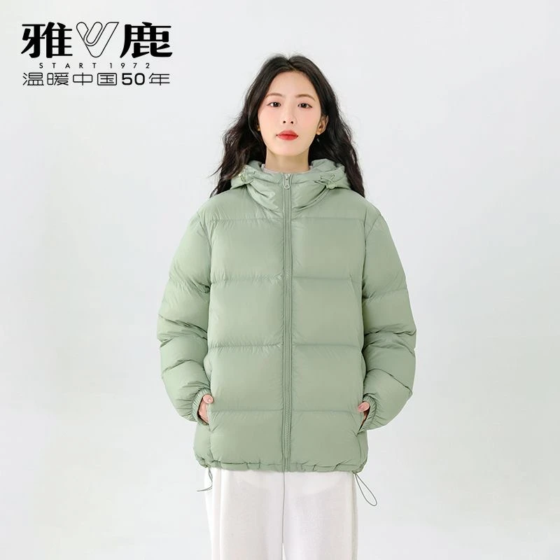 雅鹿羽绒服情侣款男女款保暖外套时尚短款加厚温暖羽绒面包服连帽