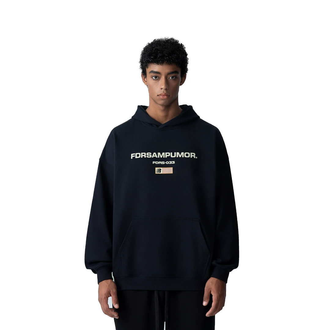 FDR 国潮美式情侣发泡印花连帽卫衣男女秋季重磅宽松长袖上衣帽衫