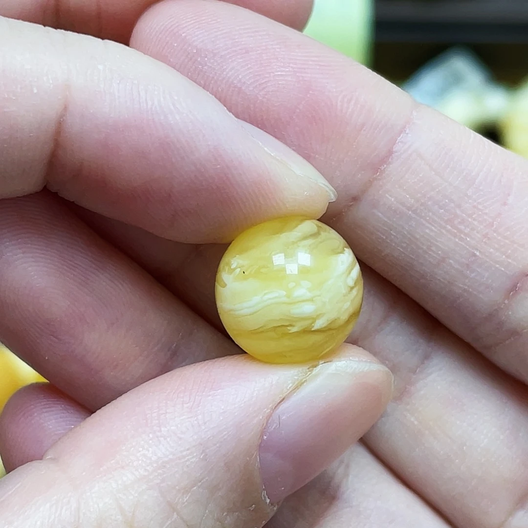 蜜蜡珠宝奇石未镶嵌12.5mm平头花粉