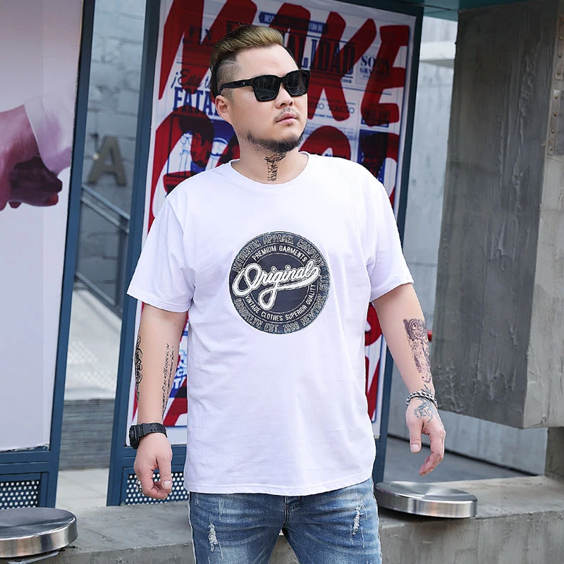 加肥加大码美式短袖潮牌显瘦重磅纯棉宽松200-300圆领肥佬t恤半袖
