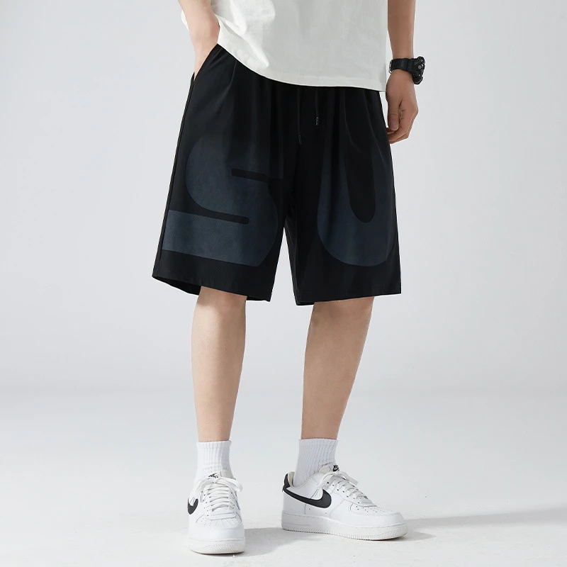 冰丝5五分裤男士夏天短裤加肥加大码透气速干运动宽松直筒大裤衩