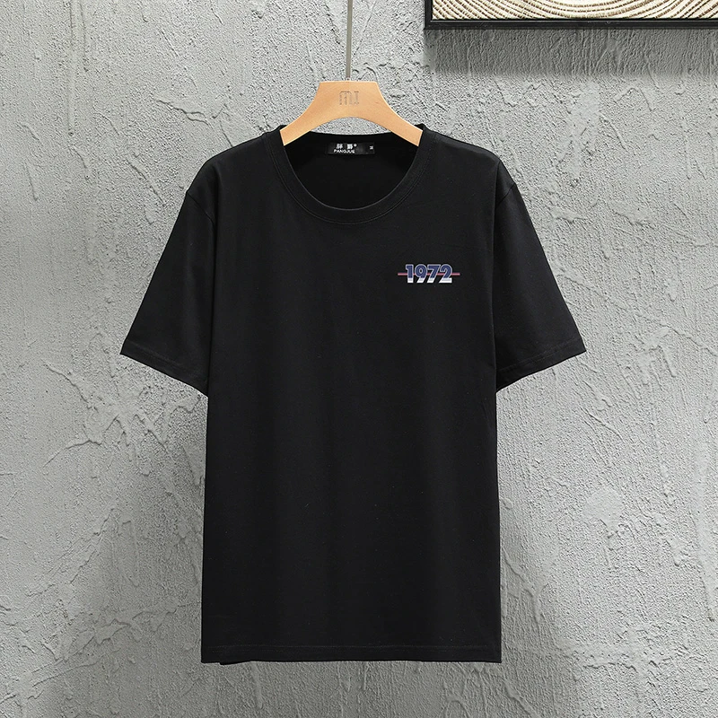 数字小标加肥加大码圆领短袖男遮肚显瘦纯棉宽松胖子肥佬t恤半袖