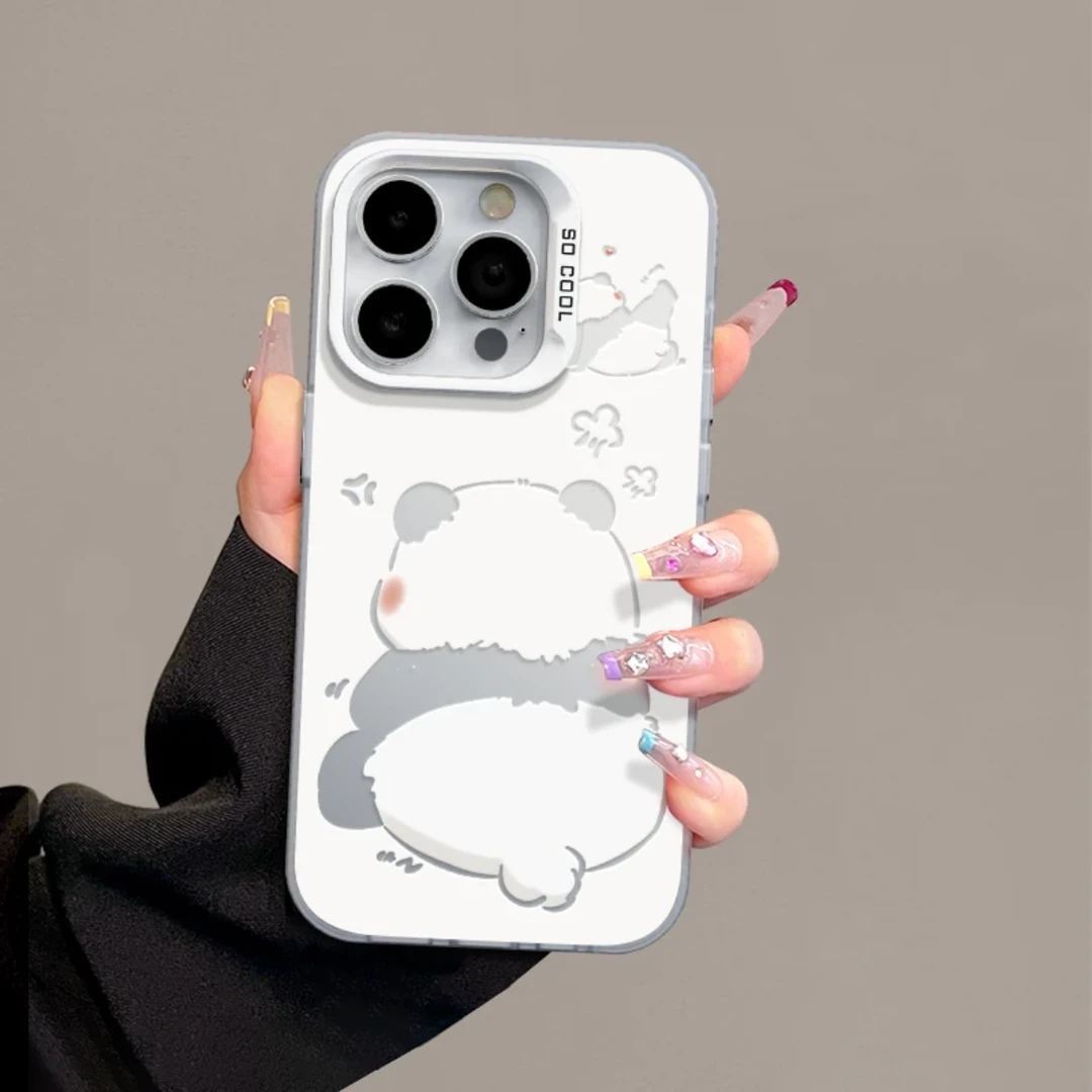 背影小熊猫苹果17手机壳华为70oppo小米15红米iPhone16pro保护套