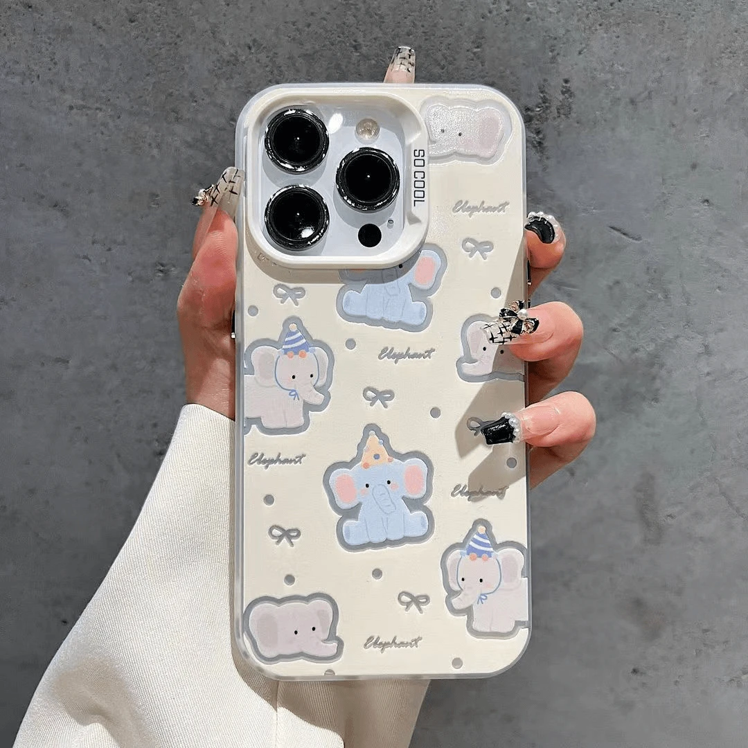 卡通象情侣苹果17手机壳华为70oppo小米15红米iPhone16pro保护套