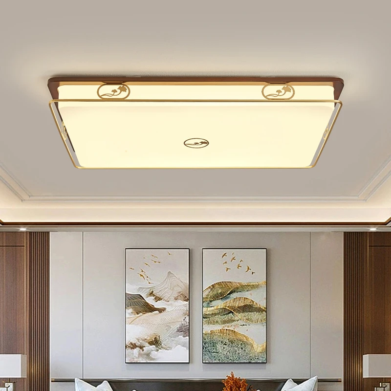 新中式实木吸顶灯国风禅意简约大气客厅卧室书房卧室茶室房间灯