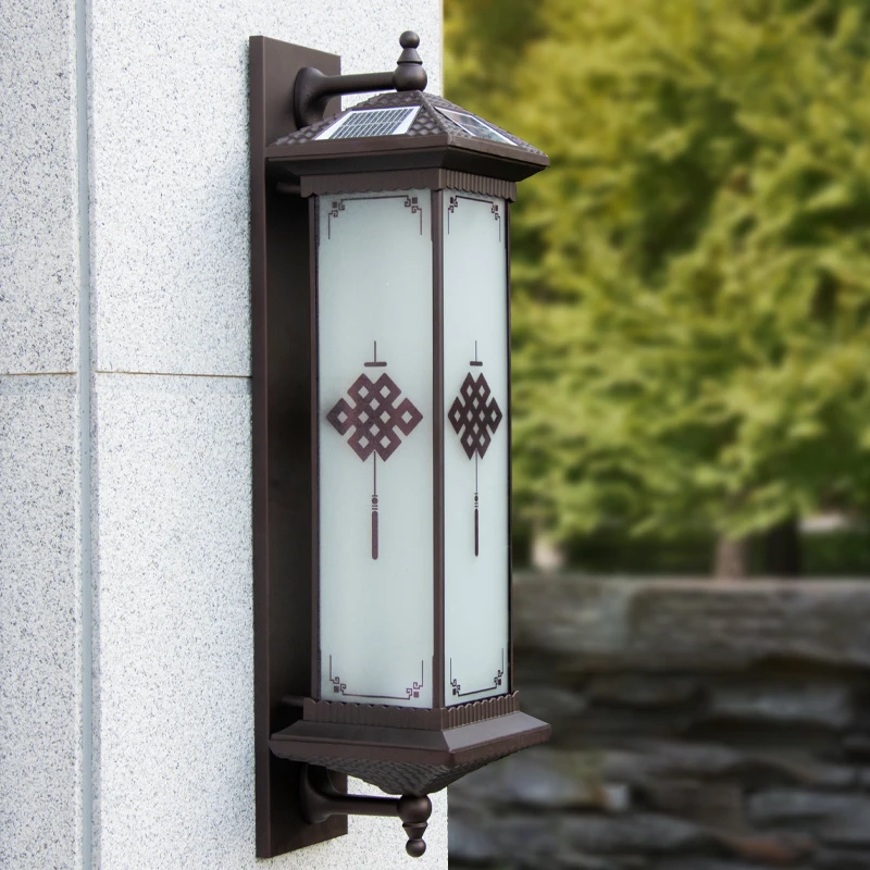 太阳能壁灯户外防水别墅庭院围墙装饰院子外墙柱子室外新中式壁灯