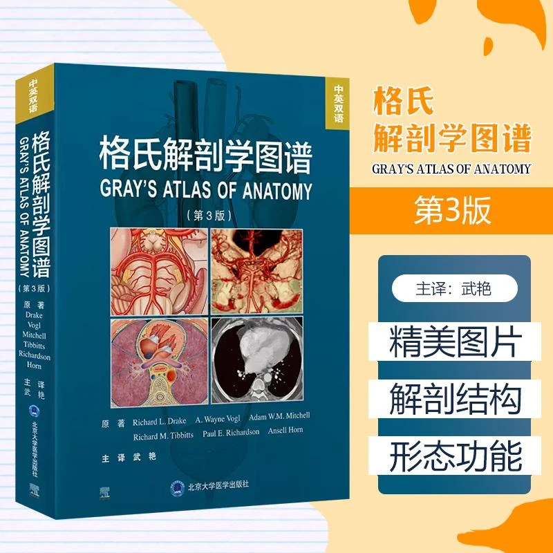 正版 格氏解剖学图谱 第3版 中英双语 北医大出版社9787565926723