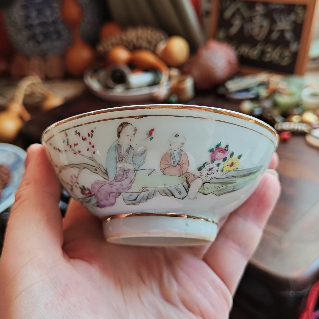 名家粉彩茶园茶杯 口径99毫米 名家手绘粉彩茶杯