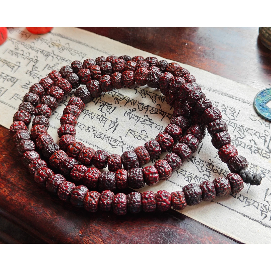 西藏藏传老金刚菩提108念珠 直径9 包浆厚重老金刚手串念珠