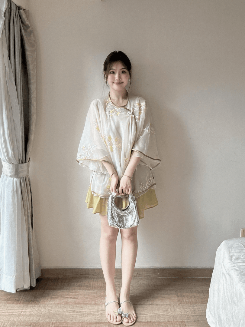 新中式重工刺绣防晒外套女2024夏季新款提花盘扣薄款开衫半身裙