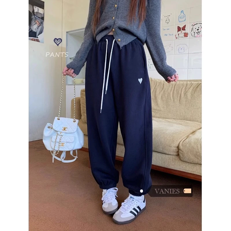 大码卫裤秋冬加绒女款爆款2024新款宽松显瘦胖mm运动裤束脚哈伦裤