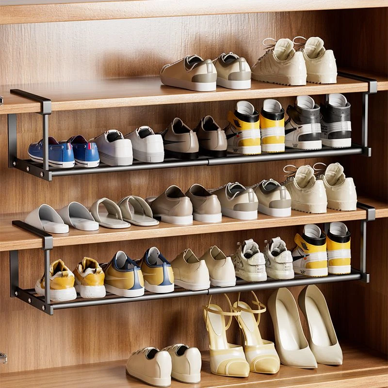 可伸缩鞋架圆管款分层免安装经济型鞋架子鞋架结实简易家用收纳架