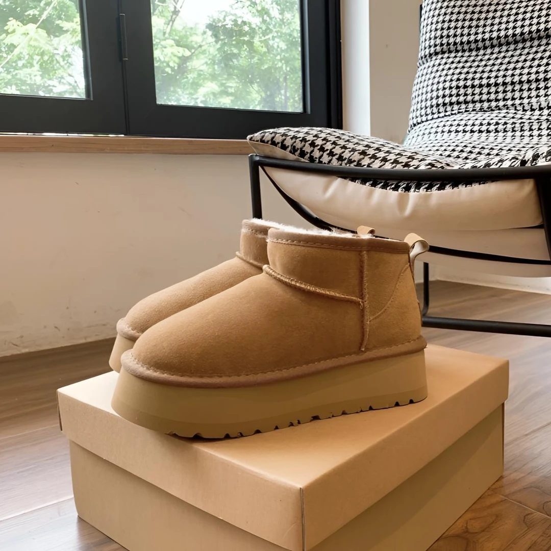 【厚底周冬雨】冬季新款雪地靴休闲鞋加厚加绒真皮秋冬雪地靴