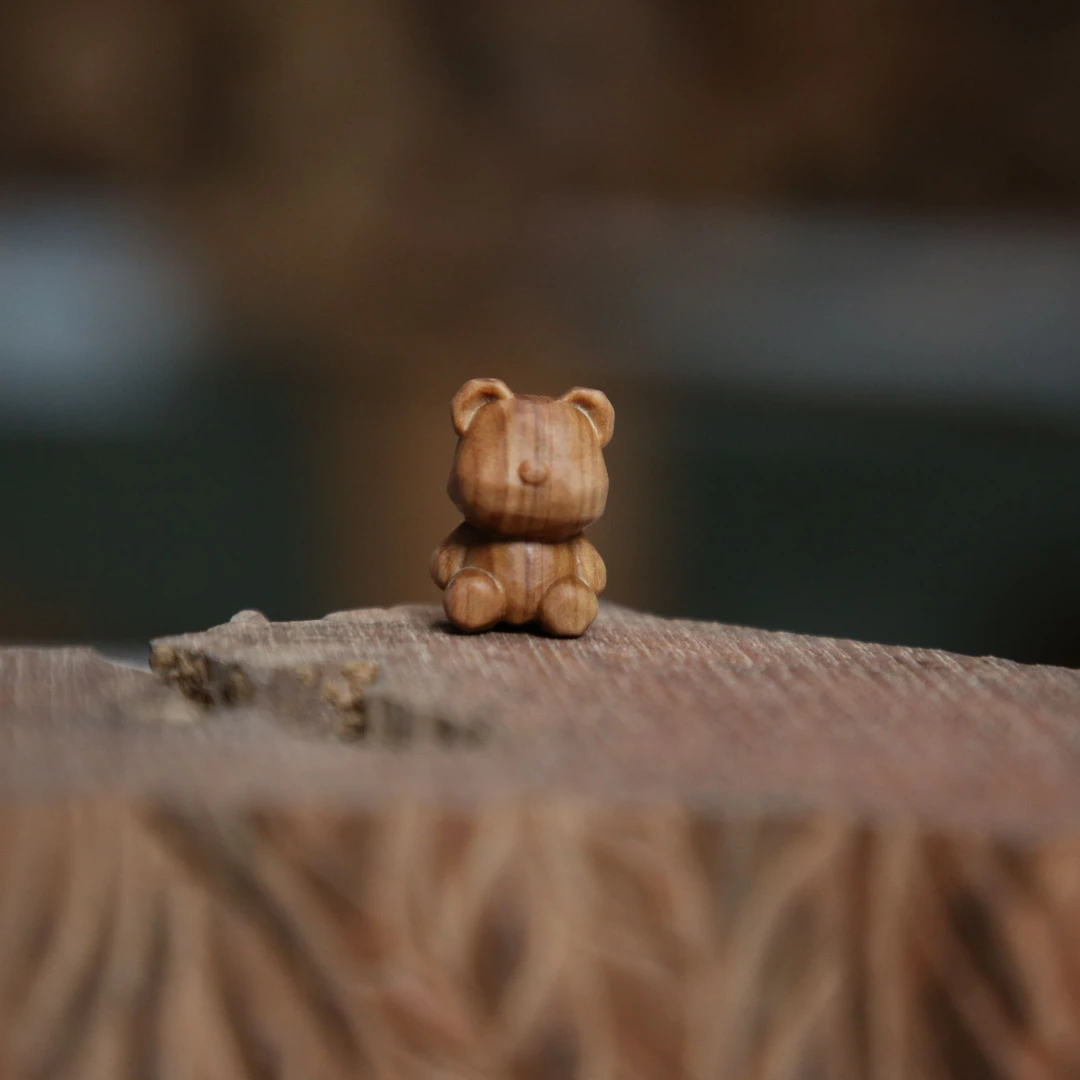 侨梵印度迈索尔正区老山檀【小熊】迷你雕刻件手机挂件脖挂檀香项链