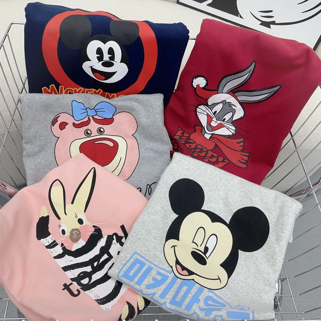 雙金氏原创【尹善】韩版休闲时尚宽松多种卡通印花短袖T恤