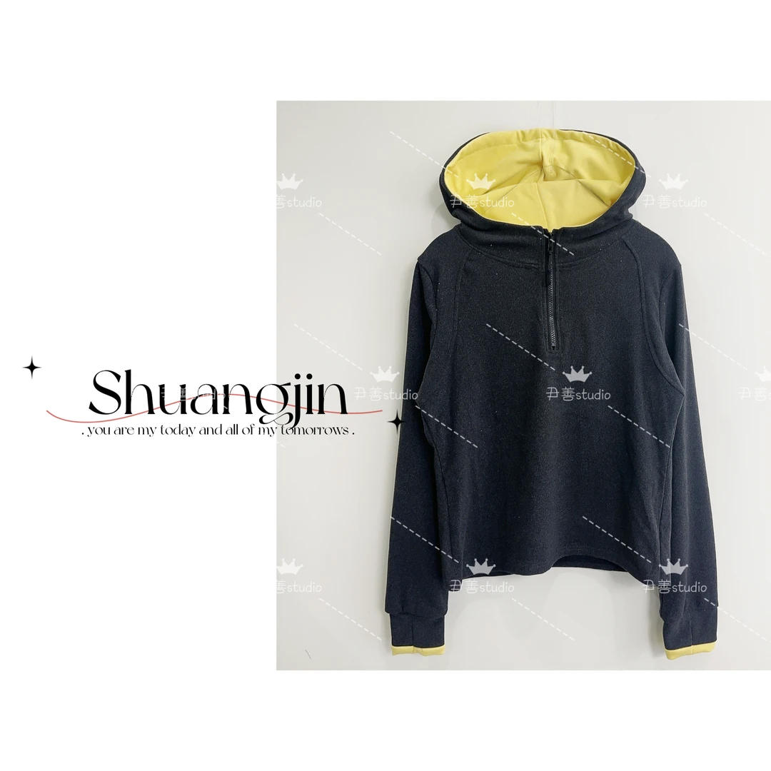 【尹善推荐】韩版俩款连帽撞色梭织拼接帽拉链连帽打底