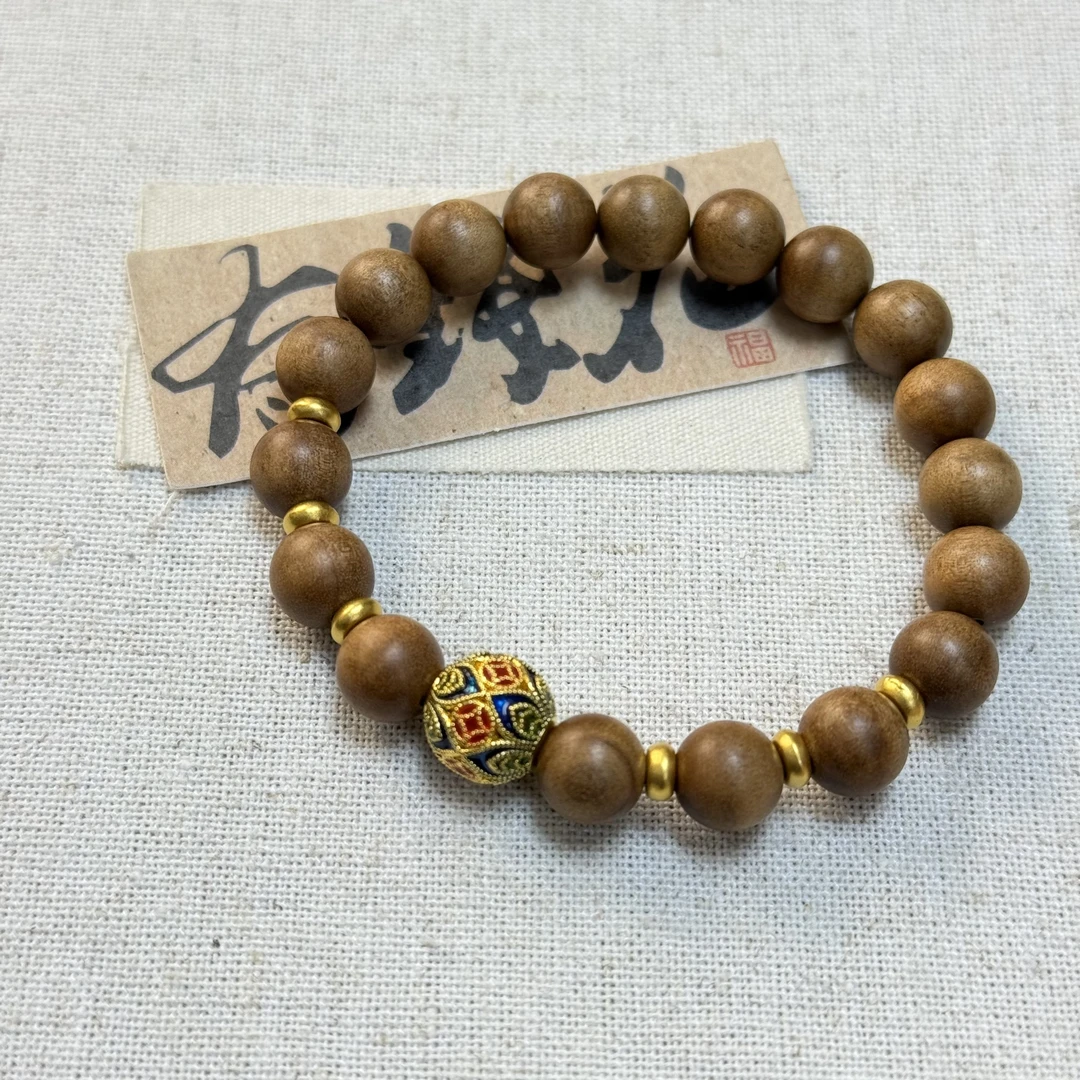 足金999黄金手串老山檀5D黄金工艺珐琅工艺【0.83克】