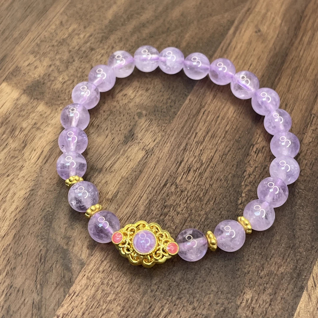 足金999串珠黄金转运珠紫玉5D黄金工艺珐琅工艺0.49克