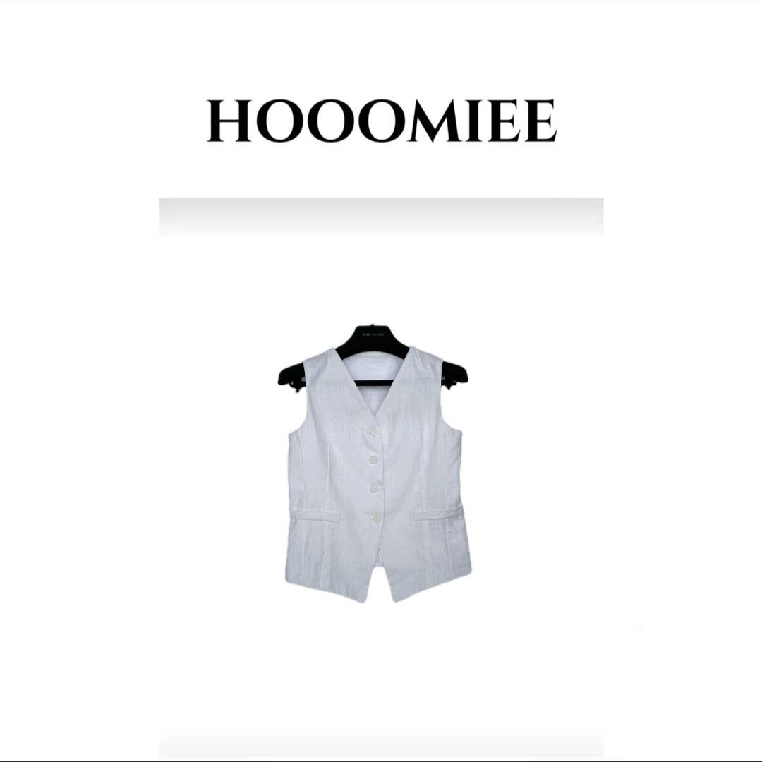 Hooomiee时尚气质V领无袖西装马甲上衣背心马甲220017