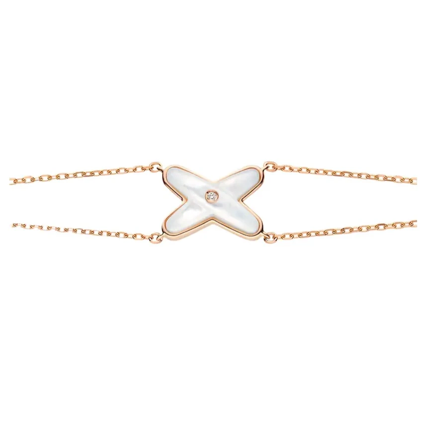 99新 Chaumet/尚美 Liens系列缘系·一生玫瑰金白色贝母一钻手链