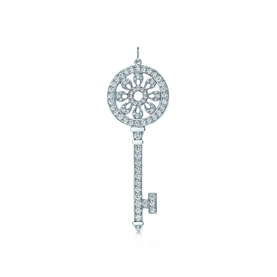 99新 Tiffany & Co./蒂芙尼 Key's系列 太阳花满钻钥匙项链