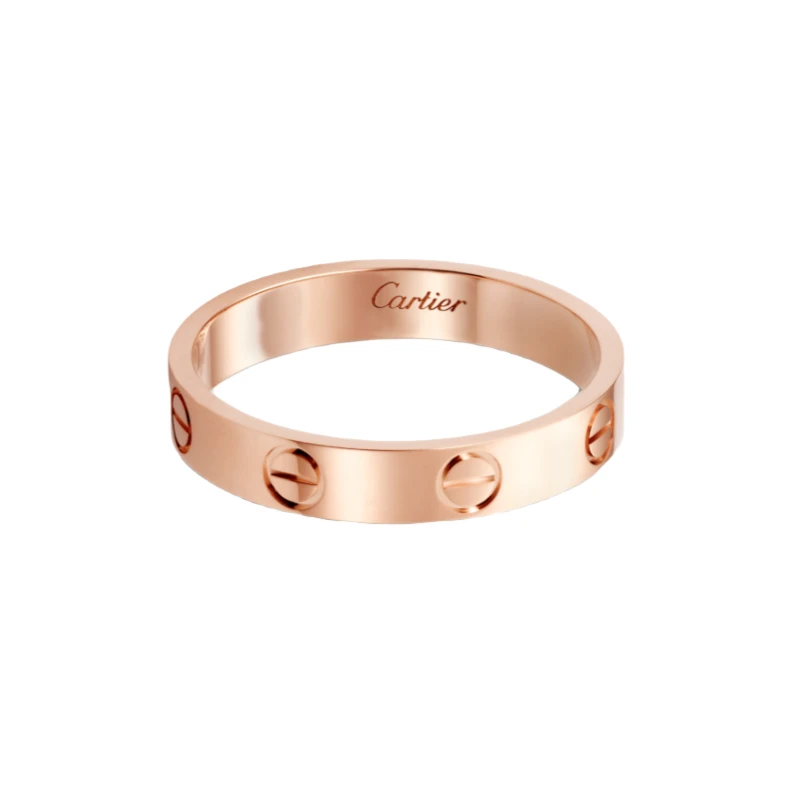 99新 Cartier/卡地亚 LOVE系列 全圈口 玫瑰金无钻窄版结婚戒指