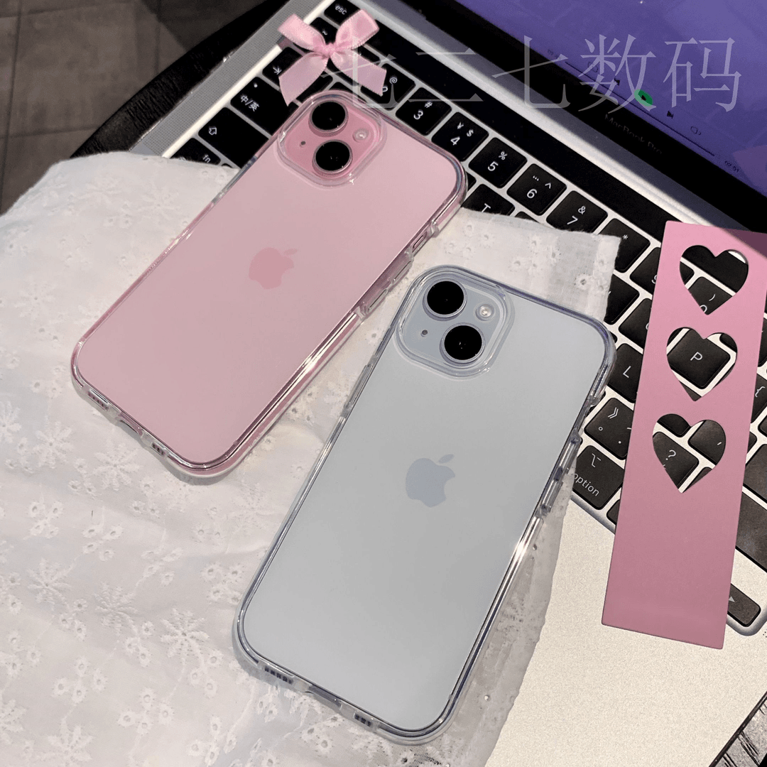 透明彩色防摔适用苹果13手机壳iPhone15大孔全包简约新款软壳男女