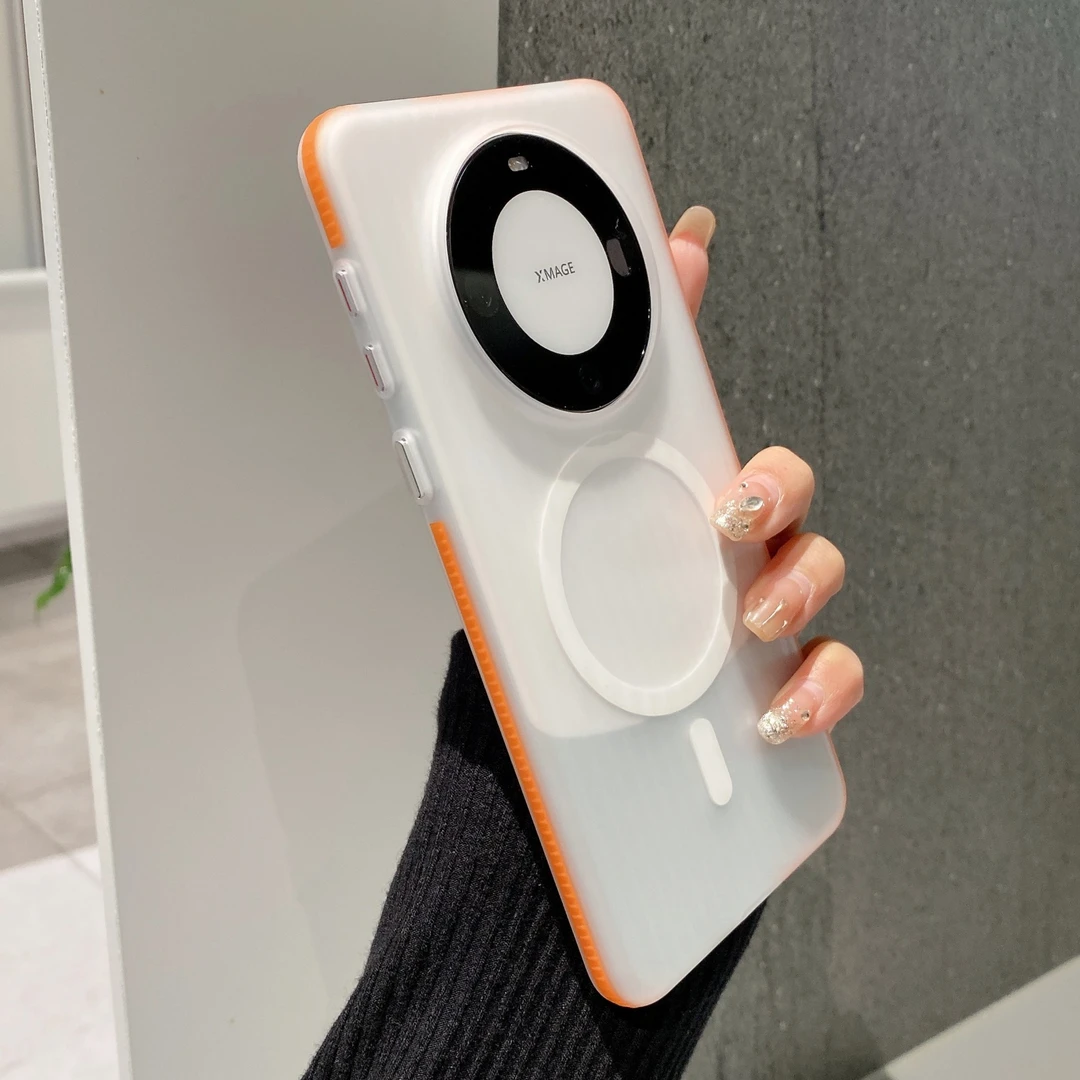 磨砂透明适用华为mate60pro手机壳mate70+磁吸防指纹新款瓦楞硬壳