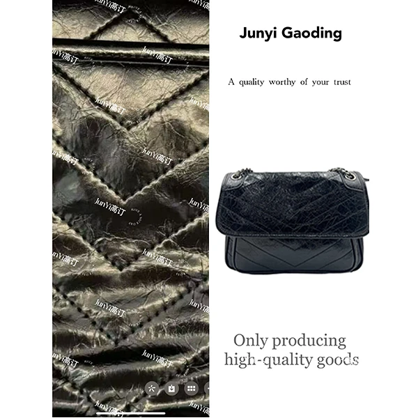 JUNYI 高定轻奢百搭手提包斜挎单肩包流浪包     K024-黑