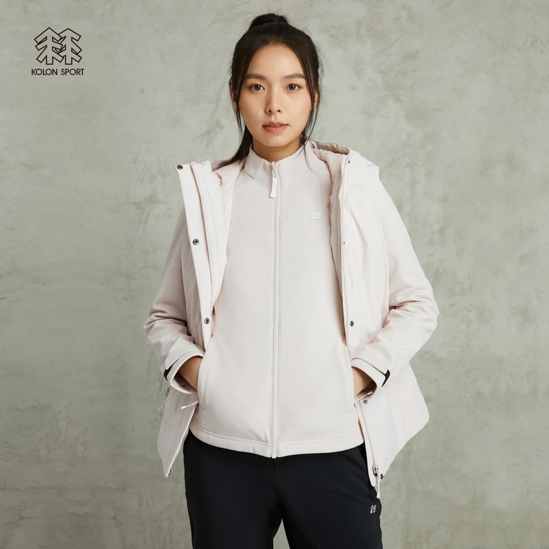 KOLON SPORT可隆马甲三合一女款户外防泼水运动外套防风夹克保暖
