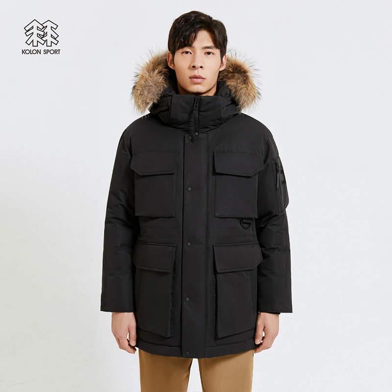 可隆户外男士冬季防风保暖重量防泼水鹅绒填充高蓬羽绒服加厚休闲