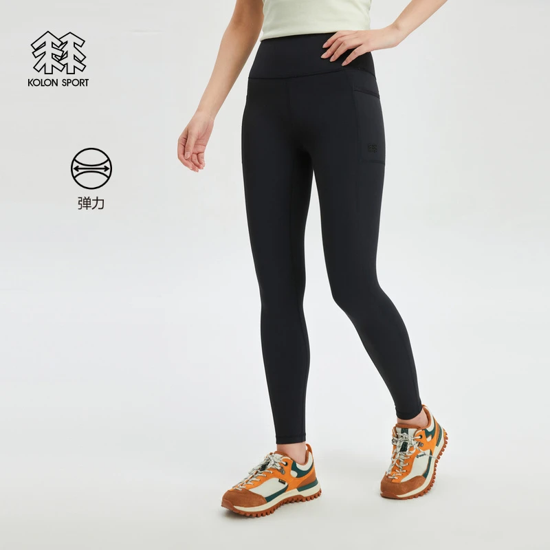 KOLON SPORT可隆打底裤女款露营瑜伽裤弹力修身长裤子户外休闲裤