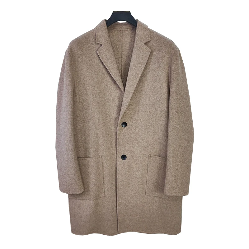 2023秋冬新款男士时尚商务休闲中长款百搭舒适双面呢大衣22015
