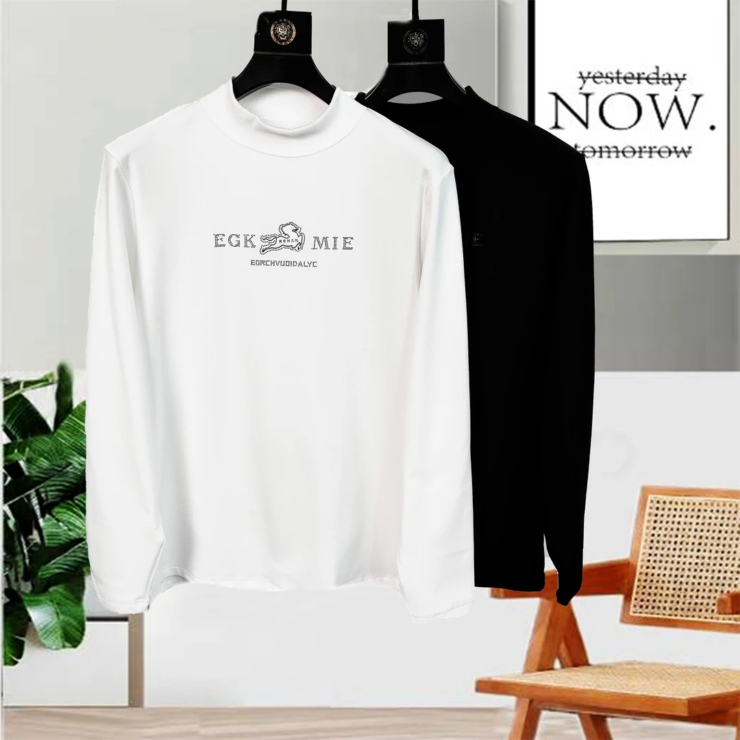 秋季半高领双面德容打底衫青年男士保暖长袖内搭休闲卫衣23406