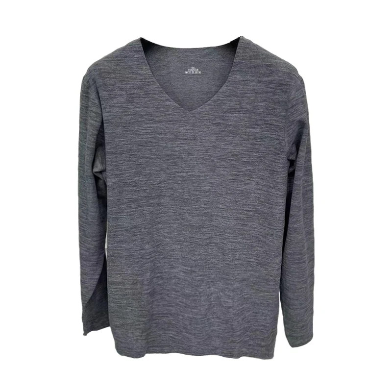 2023冬季新款男士V领德绒时尚长袖休闲百搭内搭保暖上衣23343