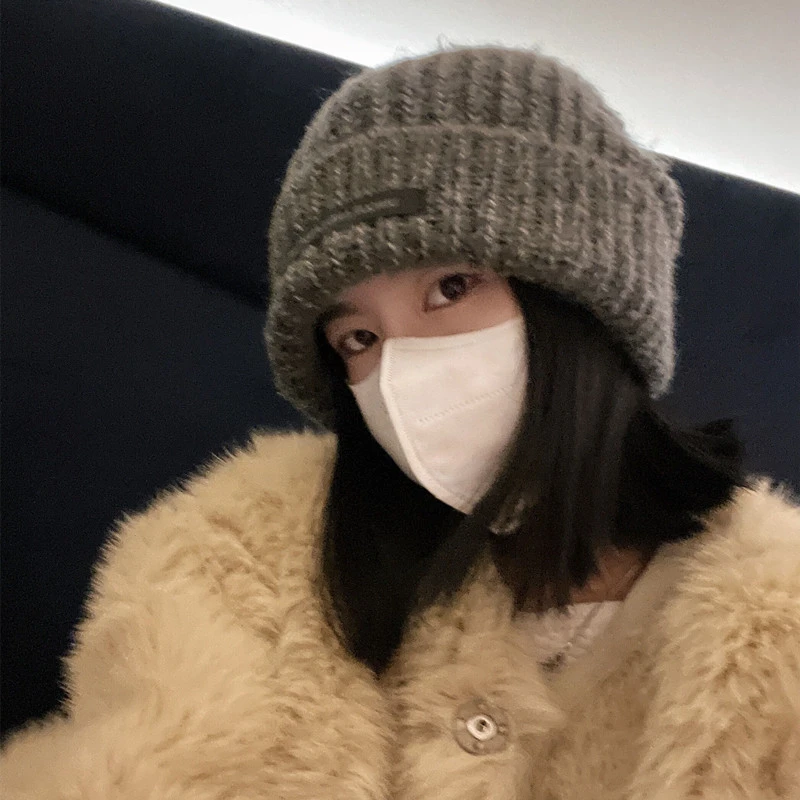 帽子女秋冬新款护耳毛线帽百搭显脸小保暖针织帽大头围休闲冷帽