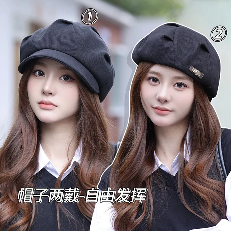 八角帽子女复古百搭黑色贝雷帽显脸小英伦复古休闲画家报童鸭舌帽