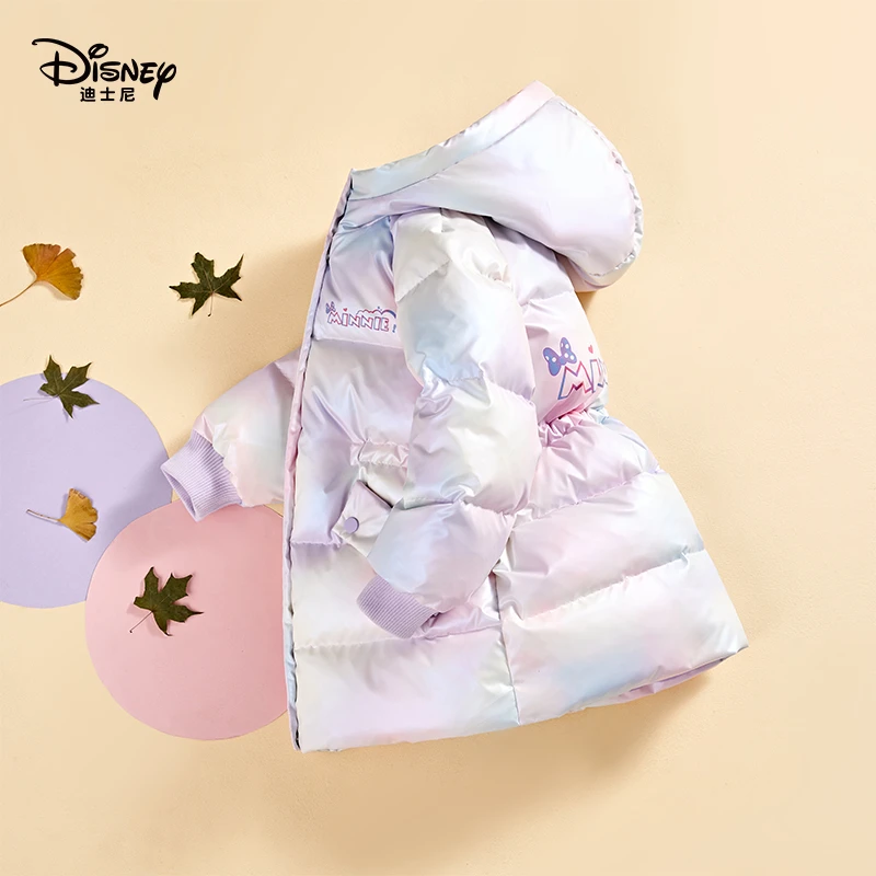 Disney/迪士尼儿童连帽羽绒服外套秋冬连帽炫彩中长款洋气羽绒服