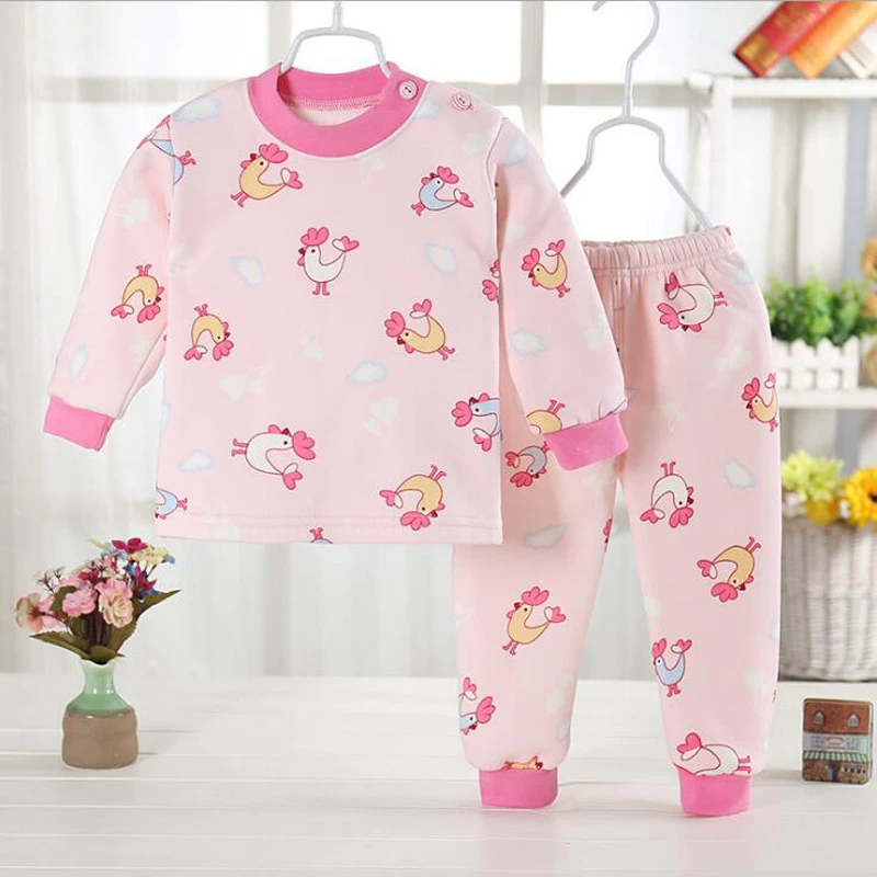 儿童加绒保暖内衣套装宝宝厚绒冬季新款睡衣儿童保暖内衣加厚防寒