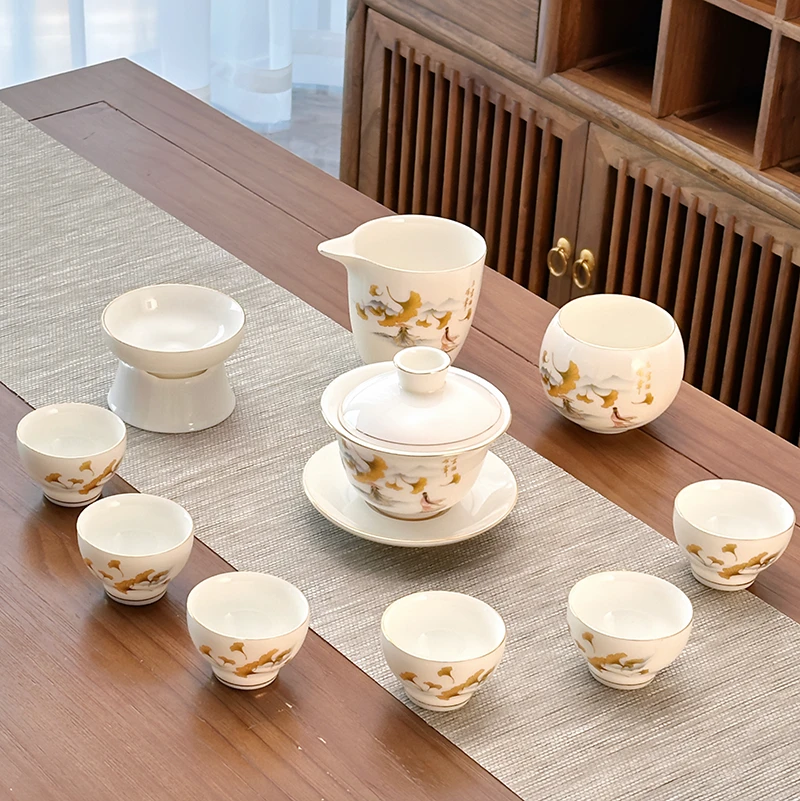 【直播间专属】三生有幸盖碗茶具套装陶瓷家用高档轻奢  安全包装