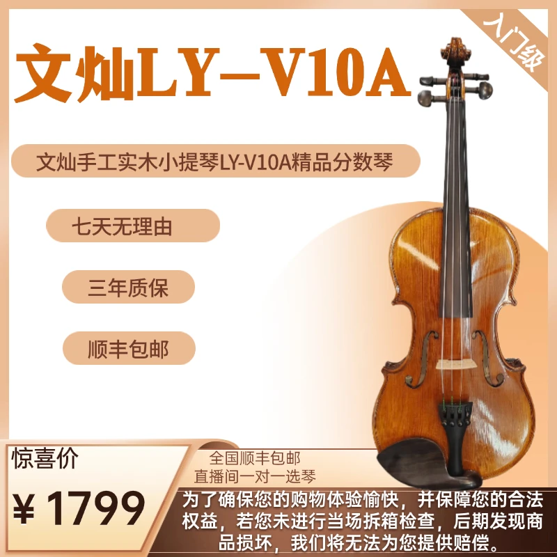 文灿手工实木小提琴初学者适用的小提琴LY-V10A精品分数琴