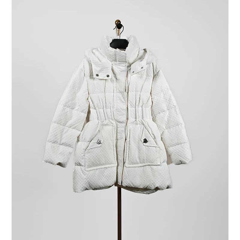 秋冬女新款连帽加厚白鹅绒宽松羽绒服 D66622055