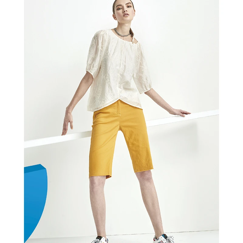 春夏新款时尚宽松休闲直筒五分裤 赫6210C