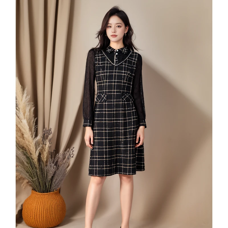 妈妈端庄连衣裙秋冬新款台湾品牌女装 绮8608E